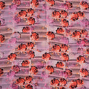 Pastel Pink Colour Floral Digital Print Poly Crepe Fabric