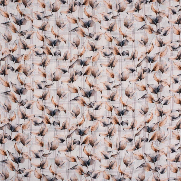 Off White Colour Floral Digital Print Poly Crepe Fabric