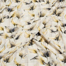 Off White Colour Floral Digital Print Poly Crepe Fabric