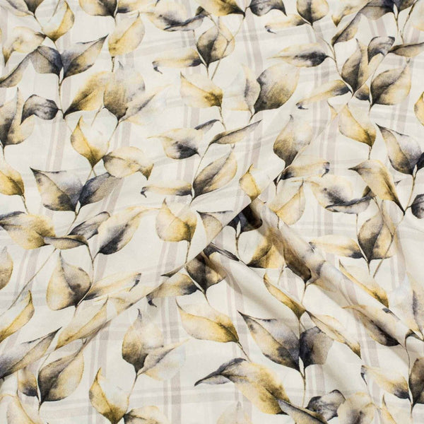 Off White Colour Floral Digital Print Poly Crepe Fabric