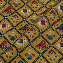 Olive Green Colour Patola inspired Print Cotton Fabric