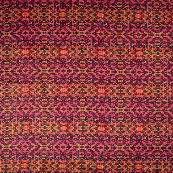 Magenta Digital Abstract Print Gota Zari Fabric 44 inch Width