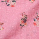 Pink Colour Digital Floral Print Chikankari Poly Cotton Fabric