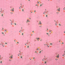 Pink Colour Digital Floral Print Chikankari Poly Cotton Fabric