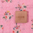 Pink Colour Digital Floral Print Chikankari Poly Cotton Fabric