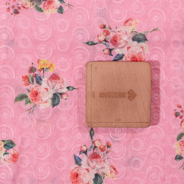 Pink Colour Digital Floral Print Chikankari Poly Cotton Fabric