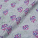 Digital Floral Butta Print Poly Chanderi Fabric