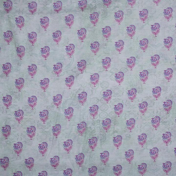 Digital Floral Butta Print Poly Chanderi Fabric