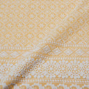 Cream Yellow Colour Thread Work With Daman Border Chikankari Cotton Fabric