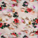 Off White Colour Digital Floral Print Flowy Fiona Polyester Fabric