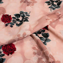 Peach Colour Digital Floral Print Flowy Fiona Polyester Fabric