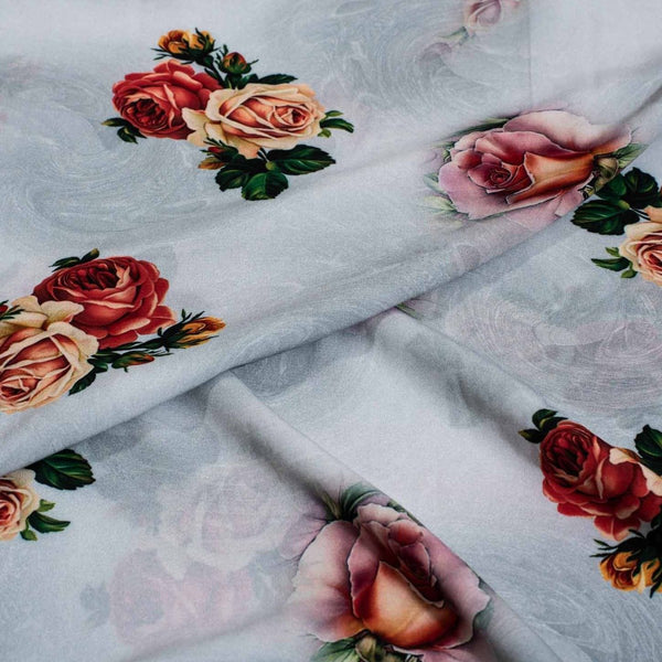 Smoke Colour Digital Floral Print Flowy Fiona Polyester Fabric