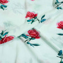 Pastel Mint Colour Digital Floral Print Flowy Fiona Polyester Fabric