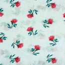 Pastel Mint Colour Digital Floral Print Flowy Fiona Polyester Fabric