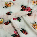 Ivory Colour Digital Floral Print Flowy Fiona Polyester Fabric