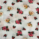 Ivory Colour Digital Floral Print Flowy Fiona Polyester Fabric