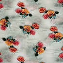 Off White Colour Digital Floral Print Flowy Fiona Polyester Fabric