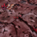 Brown Colour Digital Leaves Print Flowy Fiona Polyester Fabric