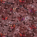Brown Colour Digital Leaves Print Flowy Fiona Polyester Fabric