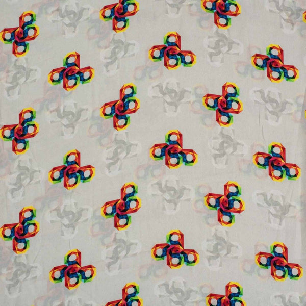 Smoke Colour Digital Geometric Print Flowy Fiona Polyester Fabric