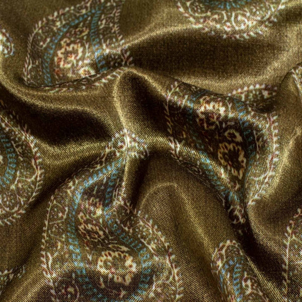 Bronze Mist Colour Digital Patola Print Gaji Fabric