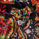 Black Colour Digital Ethnic Print Gaji Fabric