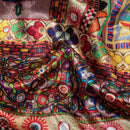 Multi Colour Digital Ethnic Print Gaji Fabric
