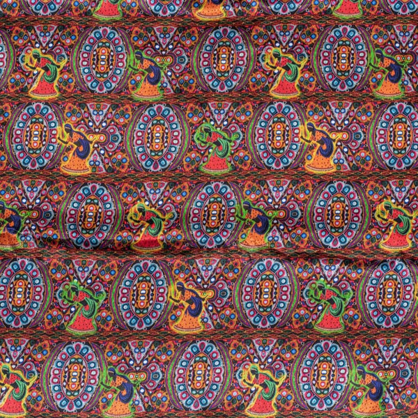 Multi Colour Digital Ethnic Print Gaji Fabric