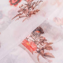 White Colour Digital Floral Print  Silver Chiffon Polyester Fabric