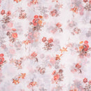 White Colour Digital Floral Print  Silver Chiffon Polyester Fabric