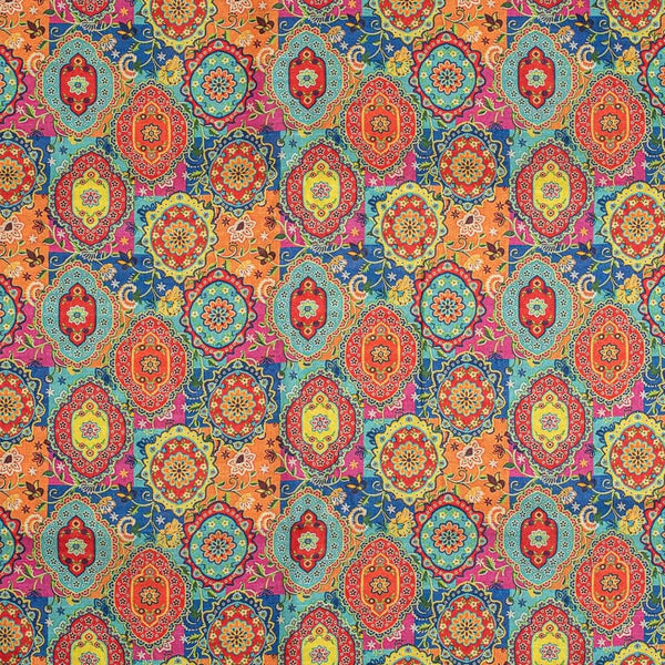 Multi Colour Digital Print  Slub Tussar Feel Poly Fabric