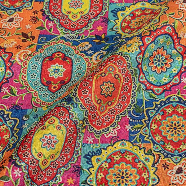 Multi Colour Digital Print  Slub Tussar Feel Poly Fabric