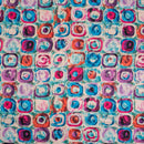 Off White Colour Digital Print Poly Slub Tussar Feel Fabric