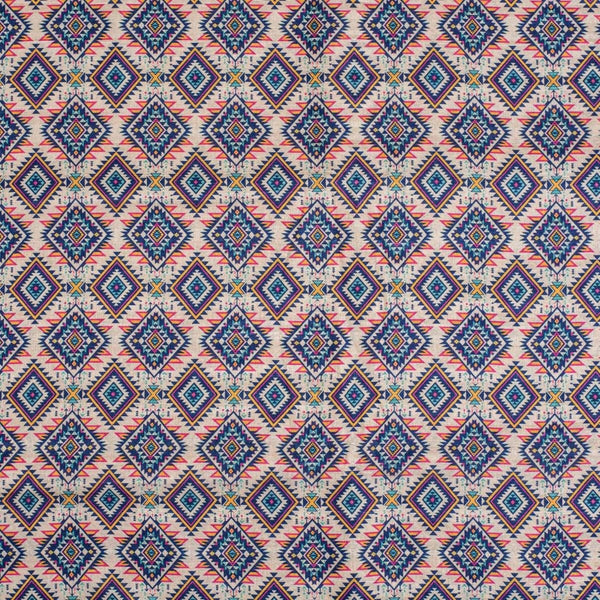 Off White Colour Digital Print Poly Slub Tussar Feel Fabric