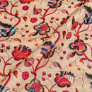 Beige Colour Digital Print Poly Slub Tussar Feel Fabric