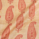 Beige Colour Digital Print Poly Slub Tussar Feel Fabric