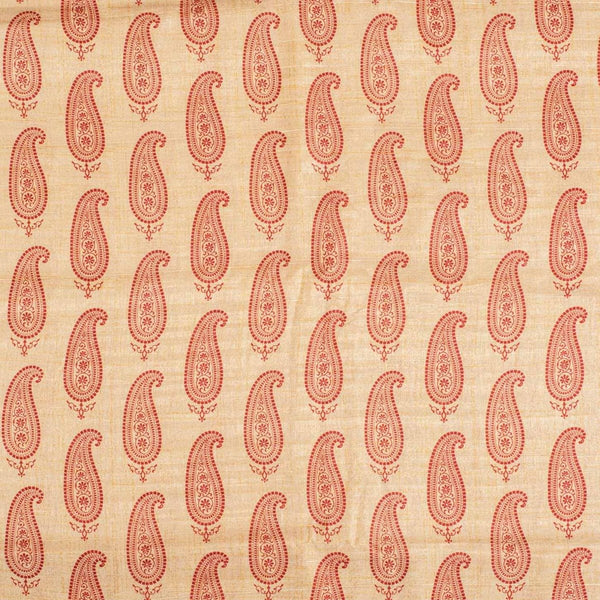Beige Colour Digital Print Poly Slub Tussar Feel Fabric