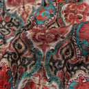 Multi Colour Digital Print Schiffli Cut Work Poly Tussar Feel Fabric