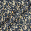 Grey Colour Digital Print Schiffli Cut Work Poly Tussar Feel Fabric