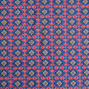 Blue Colour Digital Print Schiffli Cut Work Poly Tussar Feel Fabric