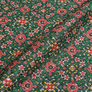 Green Colour Digital Print Schiffli Cut Work Poly Tussar Feel Fabric