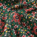 Green Colour Digital Print Schiffli Cut Work Poly Tussar Feel Fabric