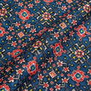 Deep Blue Colour Digital Print Schiffli Cut Work Poly Tussar Feel Fabric