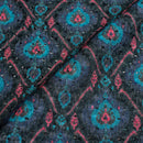 Grey Black Colour Digital Print Schiffli Cut Work Poly Tussar Feel Fabric