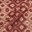 Brown Colour Digital Print Schiffli Cut Work Poly Tussar Feel Fabric