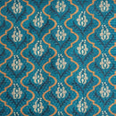 Teal Colour Digital Print Schiffli Cut Work Poly Tussar Feel Fabric