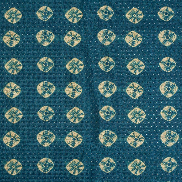 Teal Blue Colour Digital Print Schiffli Cut Work Poly Tussar Feel Fabric