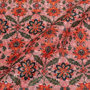 Pastel Pink Colour Digital Print Schiffli Cut Work Poly Tussar Feel Fabric