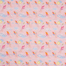 Baby Pink Color Digital Quirky Prints Cotton Poplin Fabric