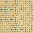 Pale Yellow Color Digital Quirky Prints Cotton Poplin Fabric